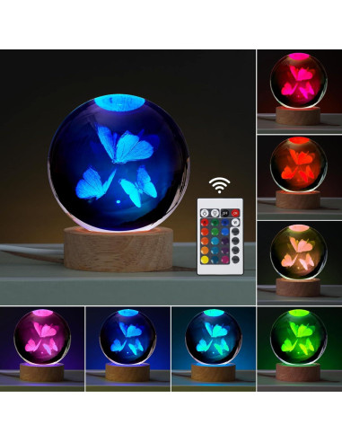 Lámpara 3D de Mariposa JANARARY con Control Remoto y 16 Colores