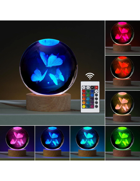 Lámpara 3D de Mariposa JANARARY con Control Remoto y 16 Colores