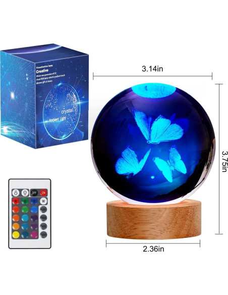 Lámpara 3D de Mariposa JANARARY con Control Remoto y 16 Colores