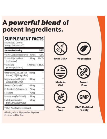 LifeSeasons Relieve-R - Suplemento Natural para Alivio de Dolores - 46 Cápsulas