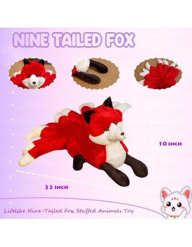 Juguete de peluche zorro de nueve colas ELAINREN 55.88cm