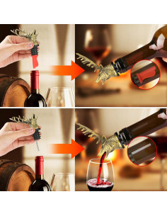 Válvula y Tapón para Botellas de Vino LKKCHER Ciervo Bronce 2