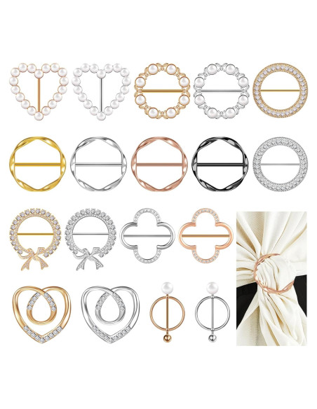 18 Clips de Bufanda Juexica para Mujeres con Rhinestone