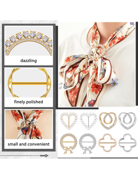 18 Clips de Bufanda Juexica para Mujeres con Rhinestone