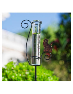 Pluviómetro Decorativo Venniy Gato Marrón para Jardín