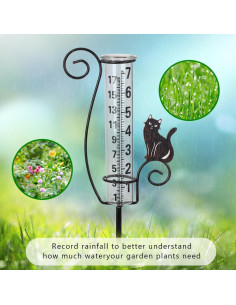 Pluviómetro Decorativo Venniy Gato Marrón para Jardín 2