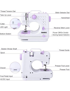 Máquina de Coser Mini MARIG 12 Patrones Portátil para Principiantes 2