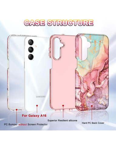 Funda Btscase para Samsung Galaxy A16 5G Oro Rosa 3 en 1