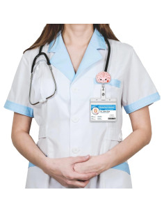 Funda de Insignia ITOKEY Cerebro Rosa Retráctil para Médicos 2