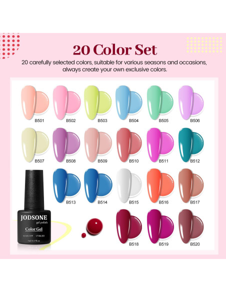 Kit de Esmalte en Gel JODSONE 23 Piezas Colorido