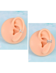 Aretes Cuff Falsos JFORYOU de Acero Inoxidable Ajustables 2