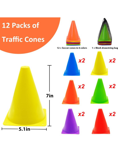 Juego de Conos Deportivos Tialero 42 Pcs 18cm Multicolor