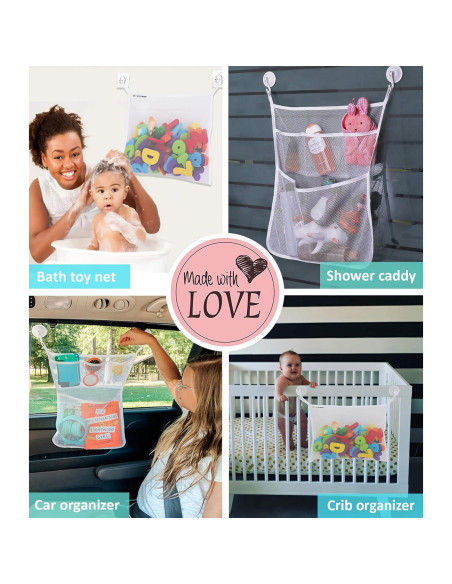 2 Sostenedores de Juguetes de Baño Slonser, Grande, Perla