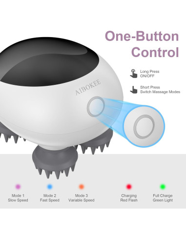 Masajeador de cuero cabelludo eléctrico AIBOKEE IPX7 recargable