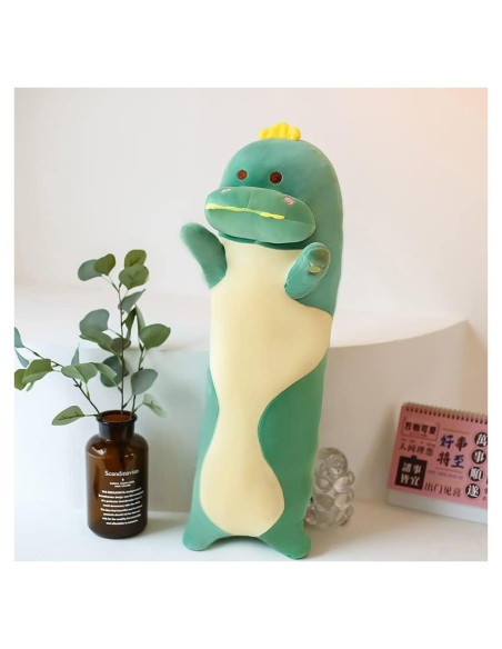Almohada de Peluche Dinosaurio Largo Yeqivo 50cm Verde Suave