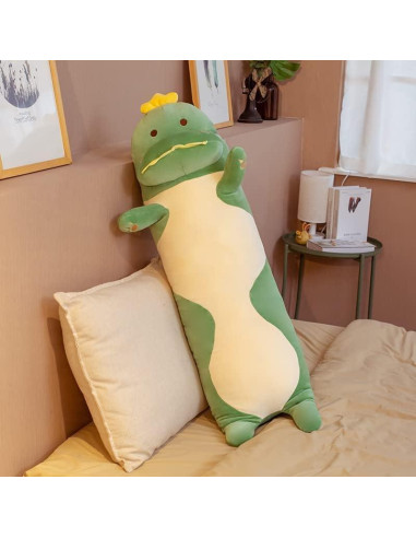 Almohada de Peluche Dinosaurio Largo Yeqivo 50cm Verde Suave
