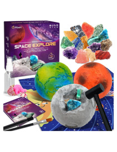 Kit de Excavación de Gemas PIBEX - 15 Rocas de Tierra, Luna y Marte