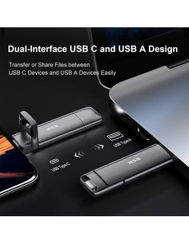 SSK 256GB SSD USB C Doble Rápido 1000MB/s - SD301 PRO