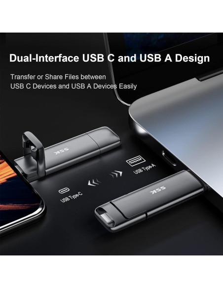 SSK 256GB SSD USB C Doble Rápido 1000MB/s - SD301 PRO