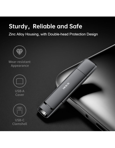 SSK 256GB SSD USB C Doble Rápido 1000MB/s - SD301 PRO