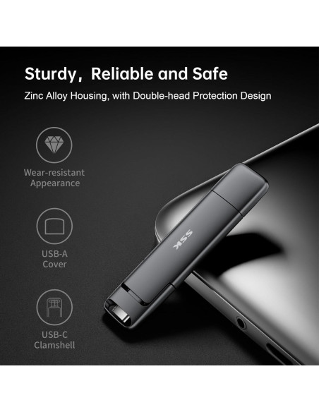 SSK 256GB SSD USB C Doble Rápido 1000MB/s - SD301 PRO