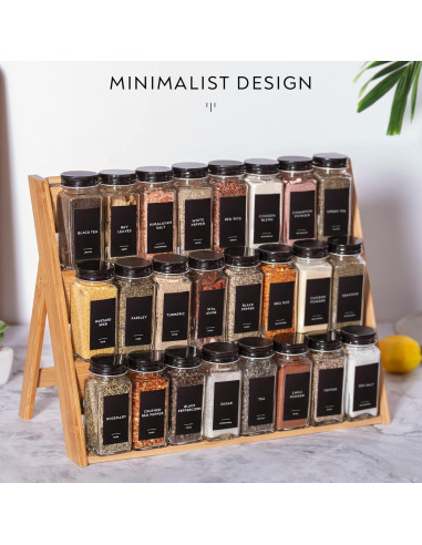 Set de Frascos de Especias Laramaid 24 Piezas 118ml con Etiquetas