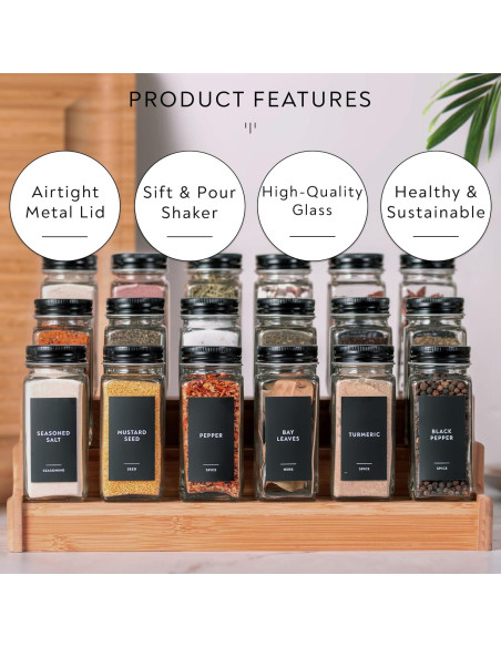 Set de Frascos de Especias Laramaid 24 Piezas 118ml con Etiquetas