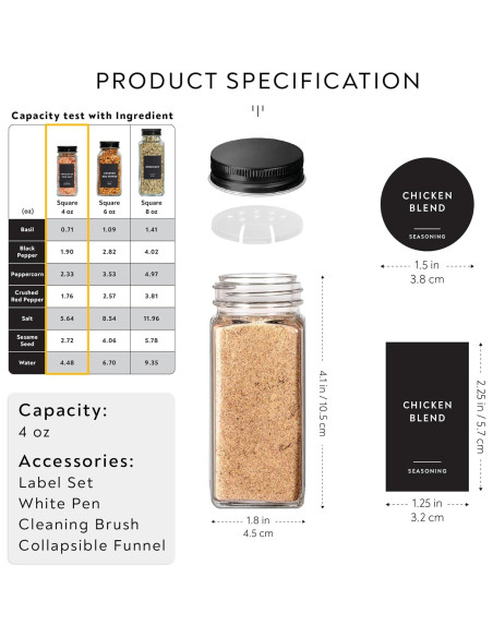 Set de Frascos de Especias Laramaid 24 Piezas 118ml con Etiquetas