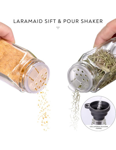 Set de Frascos de Especias Laramaid 24 Piezas 118ml con Etiquetas