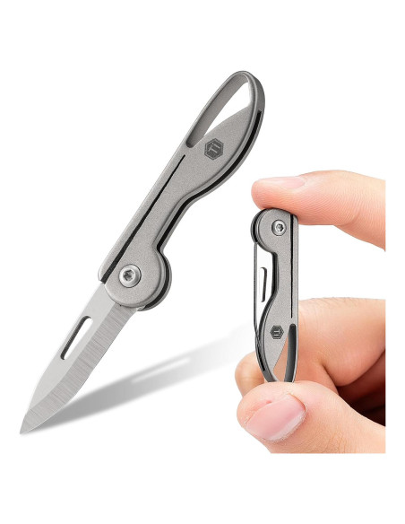 Cuchillo de bolsillo KeyUnity KK05 de titanio 7cr17Mov gris