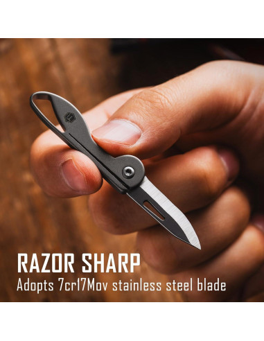 Cuchillo de bolsillo KeyUnity KK05 de titanio 7cr17Mov gris
