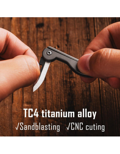 Cuchillo de bolsillo KeyUnity KK05 de titanio 7cr17Mov gris