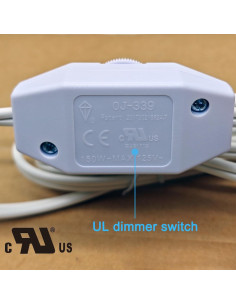 Interruptor Regulador Rotativo PLUSPOE 1.8m Cable Blanco 2Pack 2