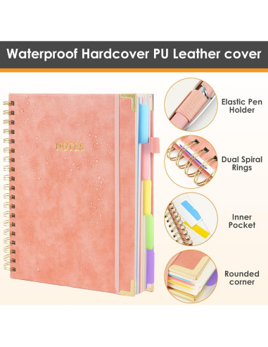 Cuaderno de espiral LABUK tapa dura 300 páginas rosa B5