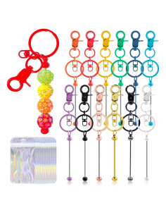 Kit de Llavero DIY DNLEGULI 24 Pcs con Perlas Coloridas
