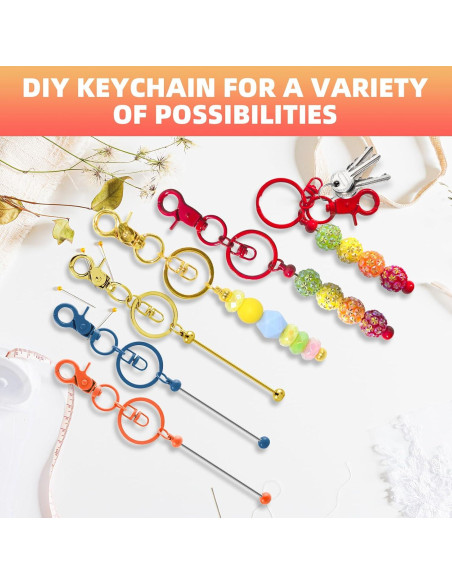 Kit de Llavero DIY DNLEGULI 24 Pcs con Perlas Coloridas Kit de Llavero DIY DNLEGULI 24 Pcs con Perlas Coloridas
