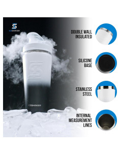 Botella Mezcladora Ice Shaker 26oz Acero Inoxidable Negro/Blanco 2