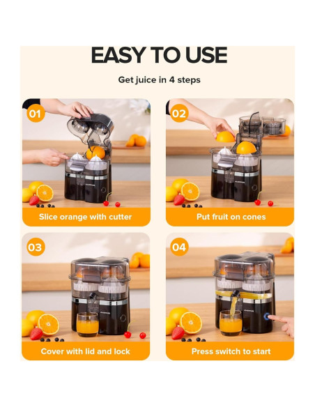 Exprimidor Eléctrico de Cítricos Amzpass Doble Cabezal 100W