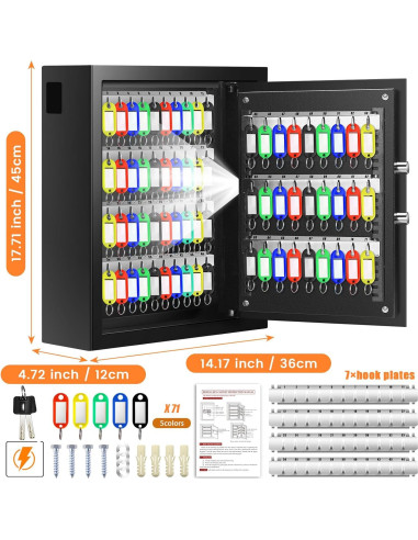 Caja de Llaves Ignífuga Nebakne para 71 Llaves Montada en Pared