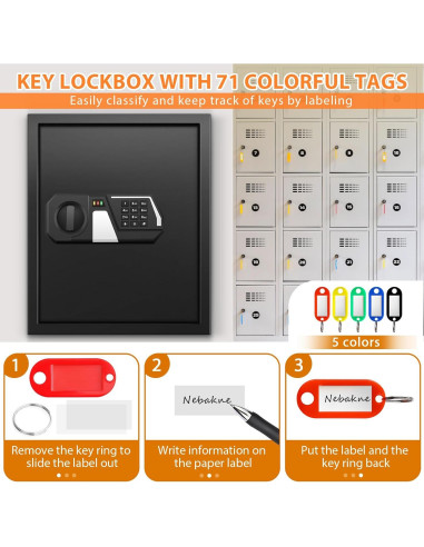 Caja de Llaves Ignífuga Nebakne para 71 Llaves Montada en Pared
