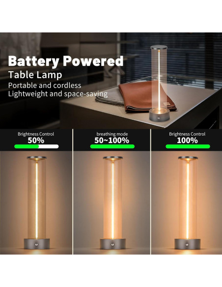 Lámpara de Mesa LED Inalámbrica YYXGOOB C-Silver 3 Niveles