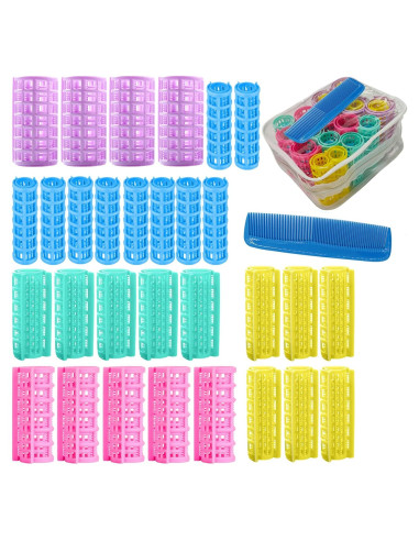 Juego de 30 Rulos de Plástico ZMD para Peinados sin Calor
