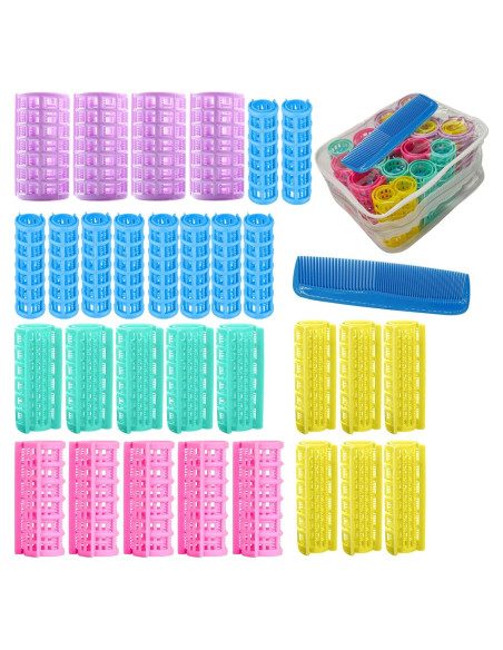 Juego de 30 Rulos de Plástico ZMD para Peinados sin Calor