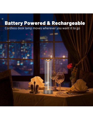 Lámpara de Mesa LED Inalámbrica YYXGOOB C-Silver 3 Niveles