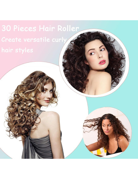 Juego de 30 Rulos de Plástico ZMD para Peinados sin Calor
