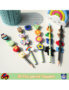 20 Adornos para Lápices Juszok PVC Suave Diversión Escolar 2