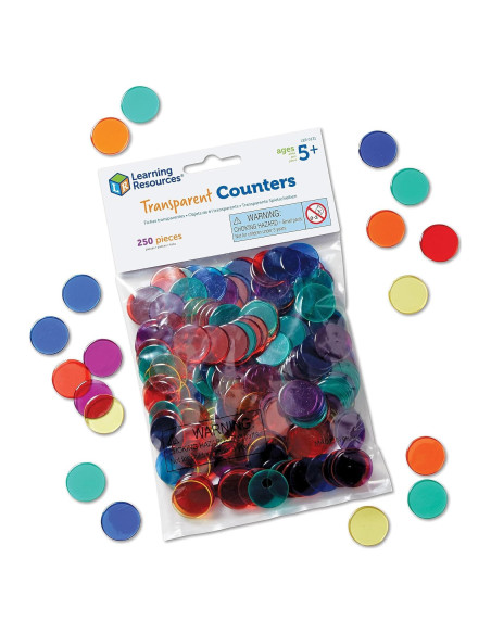 Fichas Transparentes de Colores Recursos de Aprendizaje - 250 Piezas