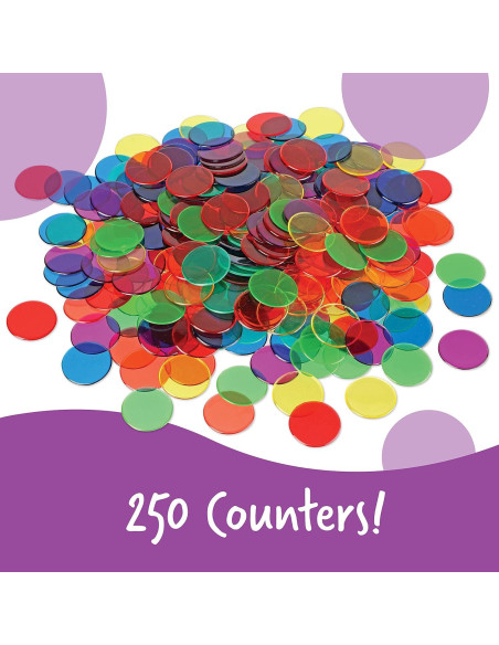 Fichas Transparentes de Colores Recursos de Aprendizaje - 250 Piezas