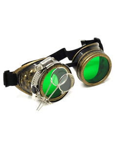 Gafas Steampunk Victoriano Rave Oro Vintage con Lupas