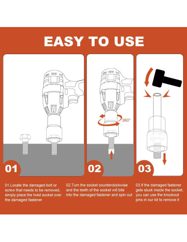 Juego de Herramientas para Remover Tuercas YEKEPRO 6 Piezas 17-22MM